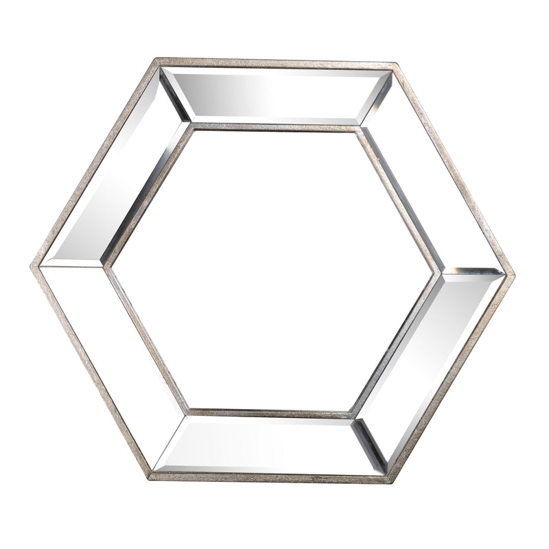 Hexagon Wall Mirror With Contemporary Glass Design, Home Decor Accent Mirror For Living Room - Silver