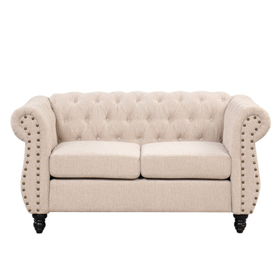 Modern Sofa Dutch Plush, Upholstered Sofa, Solid Wood Legs, Buttoned Tufted Backrest