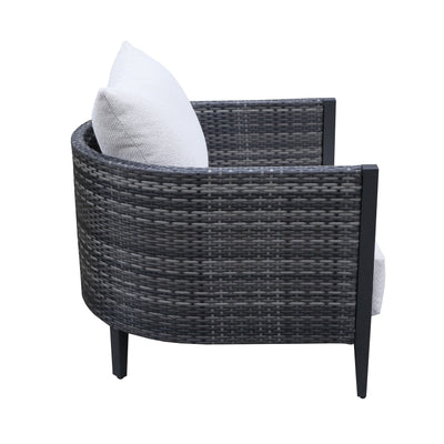 Premium Outdoor Wicker Gabardine Club Chair With Cushion (Set of 2) - White / Dark Gray