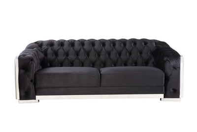 Pyroden - Sofa - Black Velvet & Chrome Finish - Grand Furniture GA