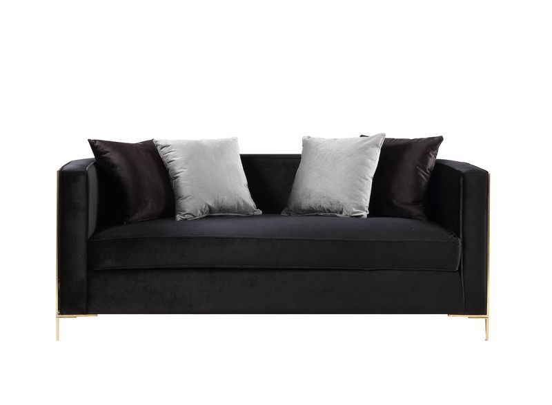 Fergal - Loveseat - Black Velvet & Gold Finish - Grand Furniture GA