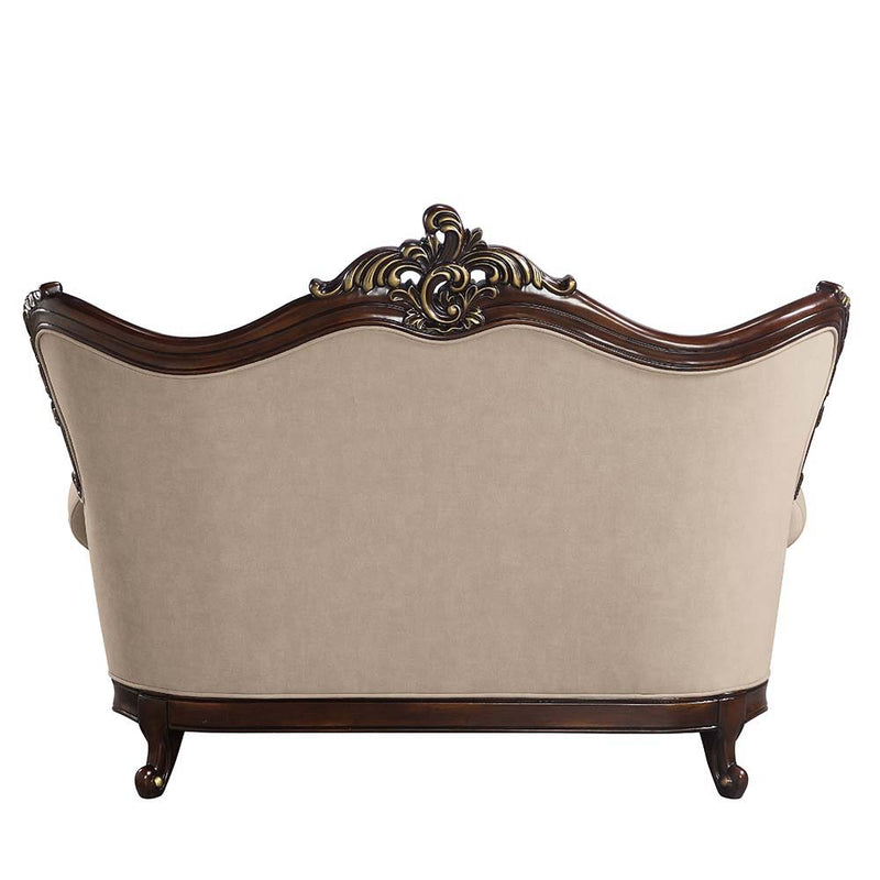 Ragnar - Loveseat - Light Brown Linen & Cherry Finish - Grand Furniture GA