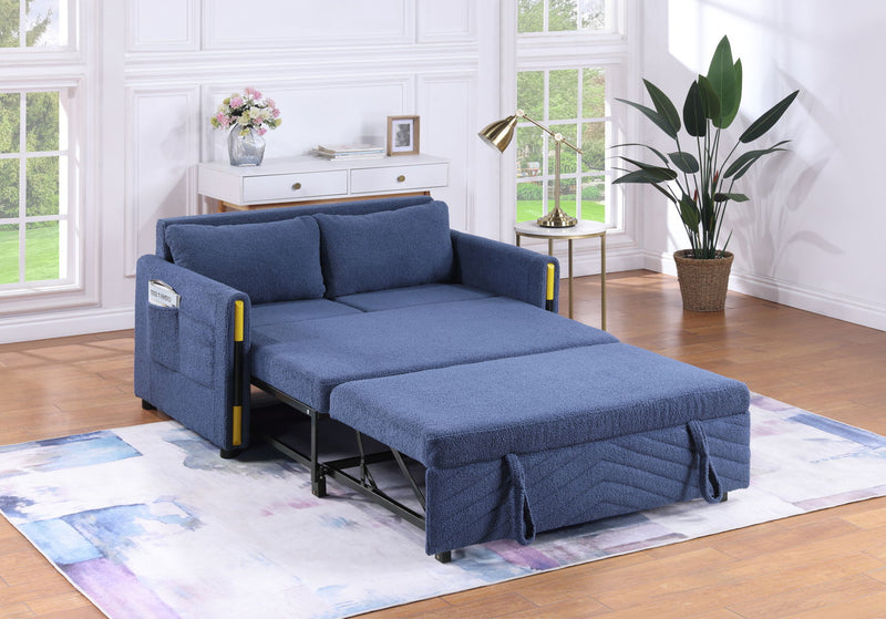 Percy - Teddy Velvet Sleeper Loveseat With Dual-Pull Sleeper Design