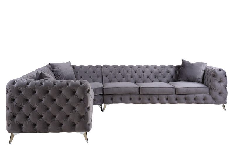 Wugtyx - Sectional Sofa - Dark Grayvelvet - 29" - Grand Furniture GA