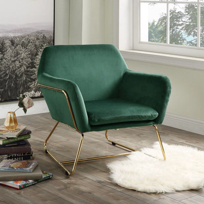 Keira - Velvet Accent Chair With Metal Base