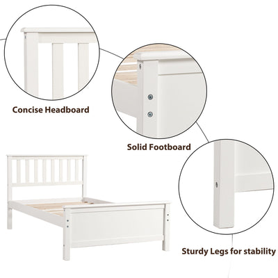 Platform Bed With Headboard, Footboard And Wood Slat Support