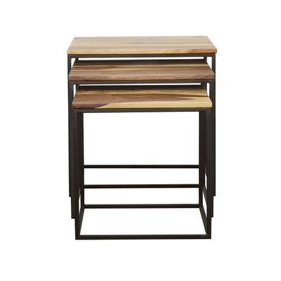 Belcourt - 3 Piece Square Nesting Tables - Natural And Black