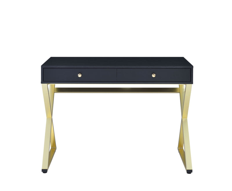 Coleen - Vanity Desk - Black & Brass Finish - 31" - Grand Furniture GA