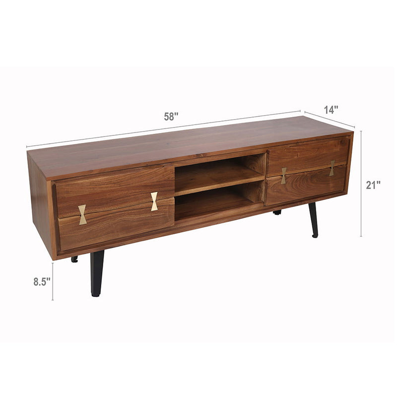 Asther - Acacia Wood TV Cabinet - Natural / Brown