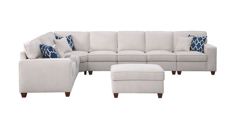 Ted - Sectional Sofa With Ottoman - Beige