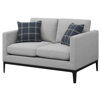 Apperson - Upholstered Track Arm Loveseat - Light Gray