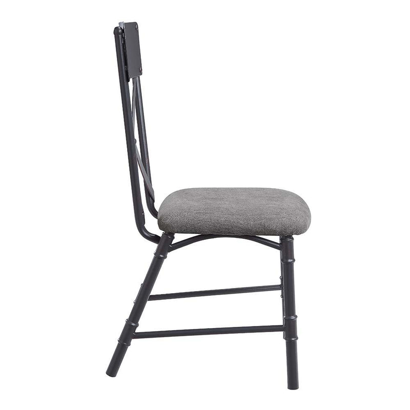 Edina - Side Chair (Set of 2) - Gray Fabric, Oak & Sandy Black Finish - Grand Furniture GA