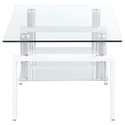 Dyer - 1-Shelf Rectangular Glass Top Coffee Table - White