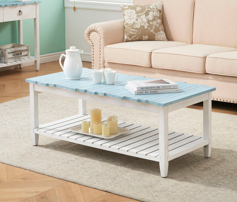 Boardwalk - Cocktail Table - White / Blueish Green