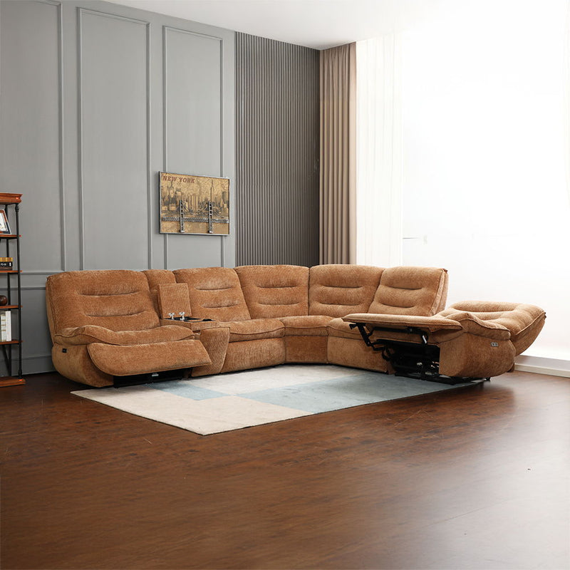 Emmy - Power Motion Sectional Sofa - Orange Chenille