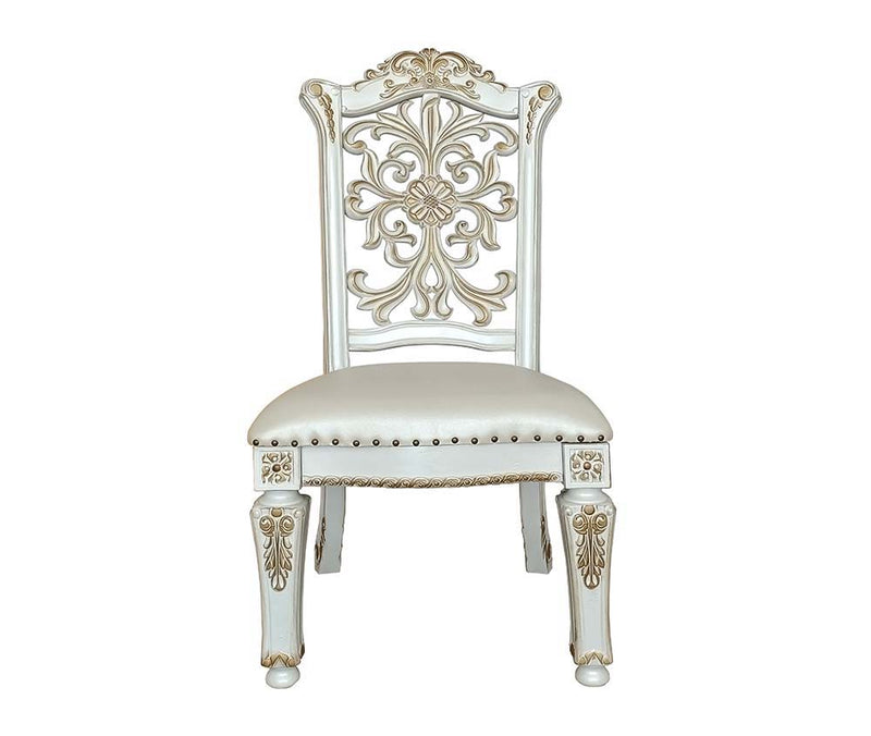 Vendom - Side Chair (Set of 2) - PU & Antique Pearl Finish - 48" - Grand Furniture GA