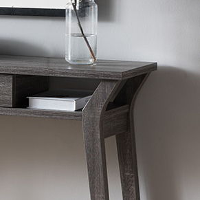 Console Table With One Drawer And Two Open Shelves - Gray