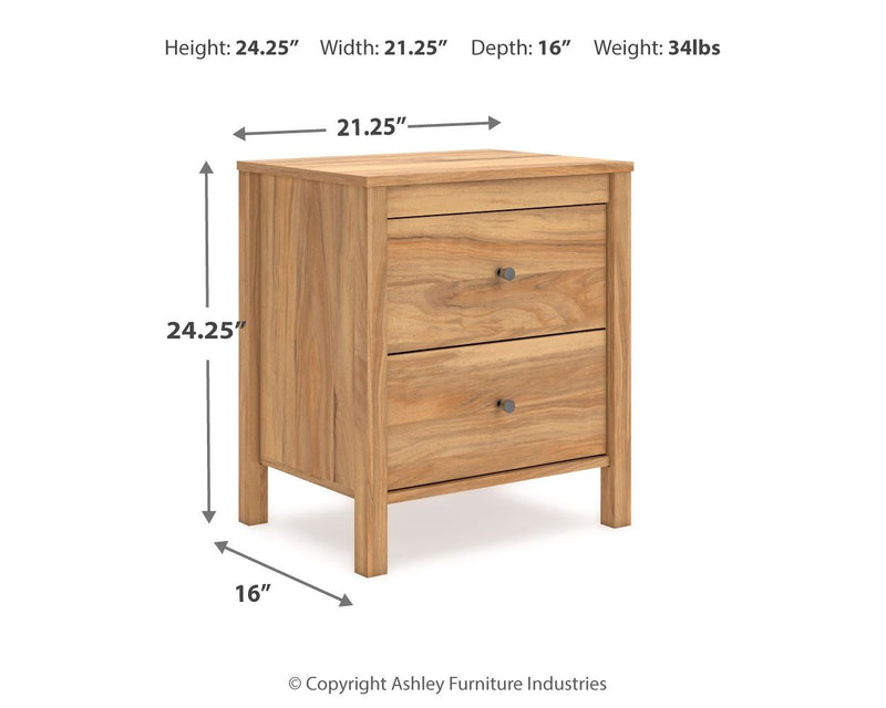 Bermacy - Light Brown - Two Drawer Night Stand