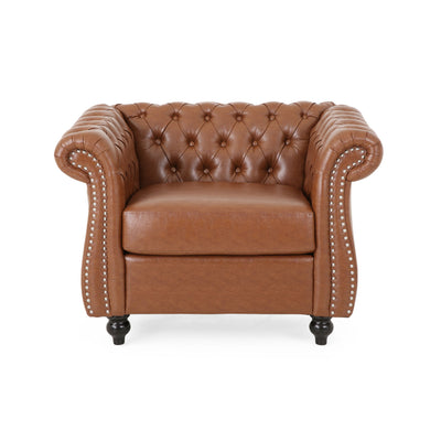 Tufted Accent Chair, Living Room - Light Brown