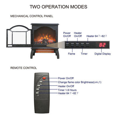 3D Flame Electric Infrared Quartz Fireplace Stove With Remote Control