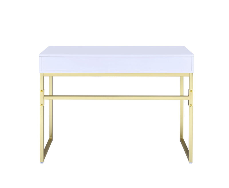 Coleen - Vanity Desk - White & Brass Finish - Grand Furniture GA