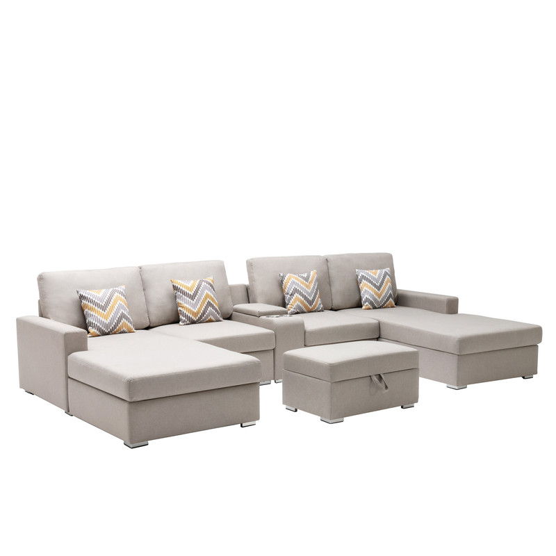 Nolan - Fabric 6 Piece Sectional Sofa With Pillows And Interchangeable Legs