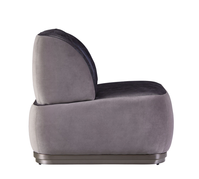 Decapree - Accent Chair - Antique Slate Top Grain Leather & Gray Velvet - Grand Furniture GA