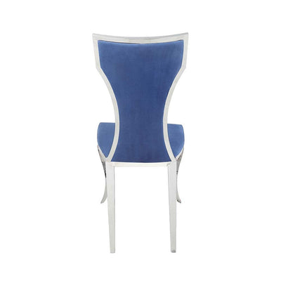 Azriel - Side Chair (Set of 2) - Blue Velvet & Mirroed Silver Finish - Grand Furniture GA