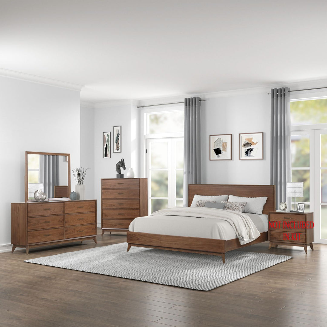mid century modern bedroom dresser and nightstand set Furniture of America Forma Mid-Century Modern 6-Piece Walnut Solid Wood Storage Platform Bedroom Set - On Sale - Bed Bath & Beyond