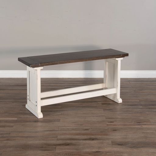 Carriage House - Counter Side Bench - White / Dark Brown