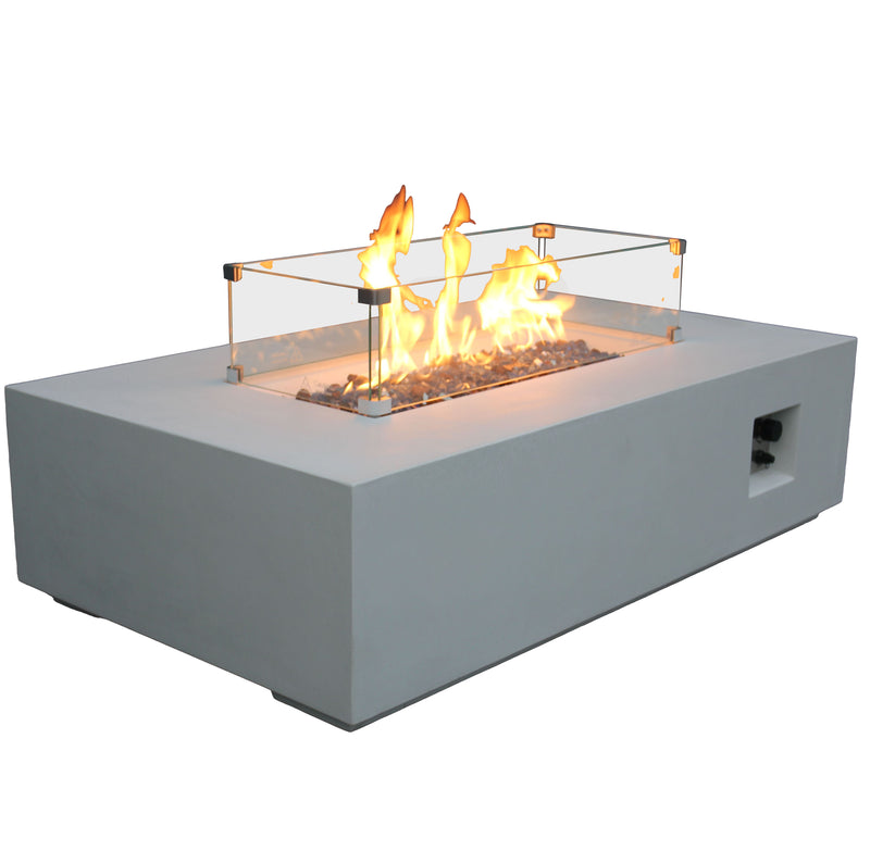 Outdoor Concrete Propane Gas Rectangle Fire Pit Table