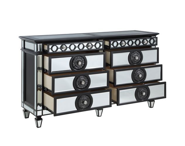 Varian II - Dresser - Black Velvet & Black & Sliver Finish - Grand Furniture GA