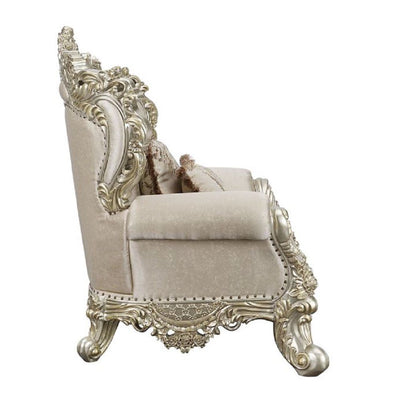 Danae - Loveseat - Fabric, Champagne & Gold Finish - Grand Furniture GA