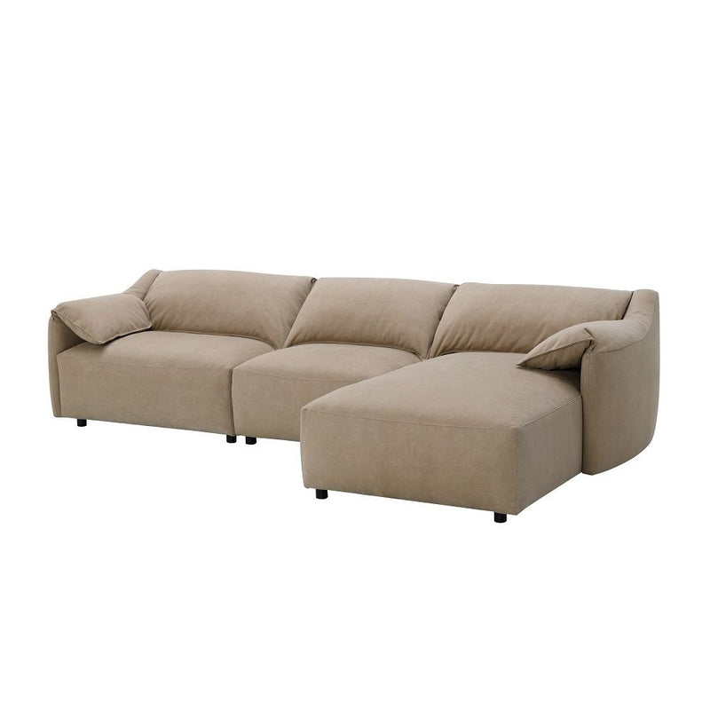 Veata - Sectional Sofa - Light Brown Suede Velvet