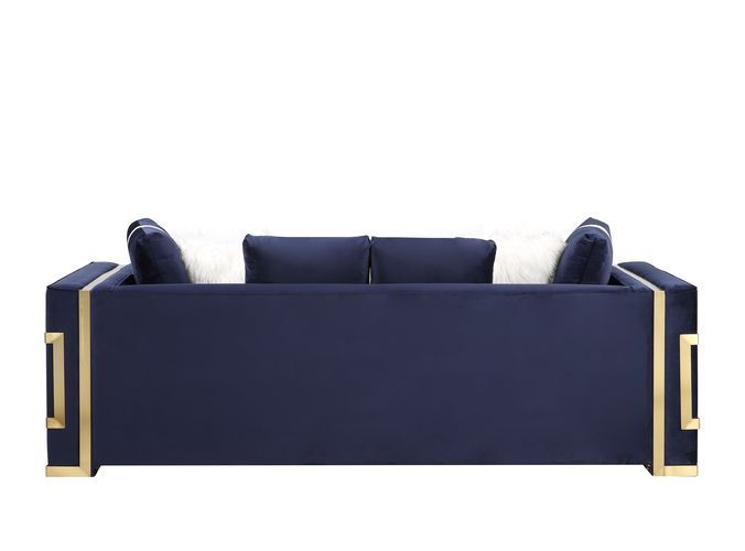 Virrux - Sofa - Blue Velvet & Gold Finish - Grand Furniture GA