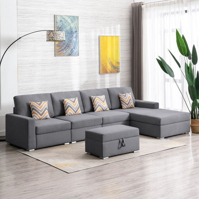 Nolan - Fabric 5 Piece Sectional Sofa With Interchangeable Legs