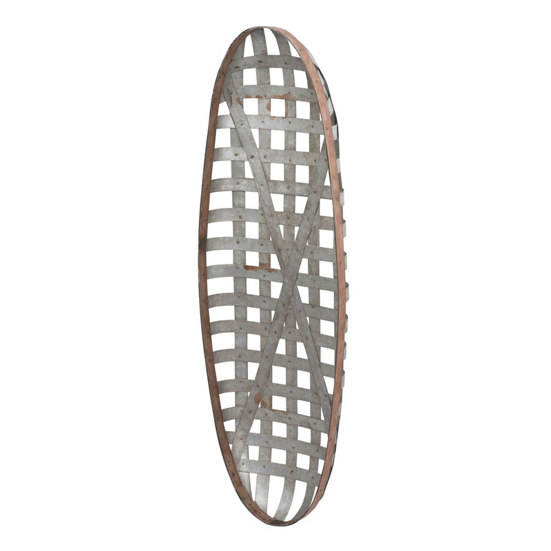 Metal Wall Art With Grid Pattern - Silver