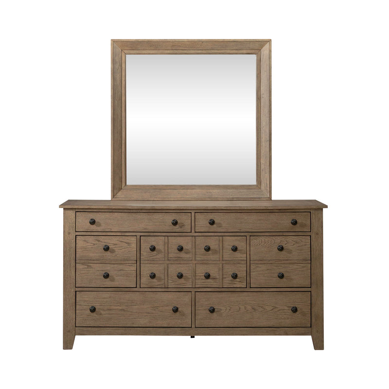 Grandpas Cabin - 7 Drawers Dresser & Mirror - Light Brown