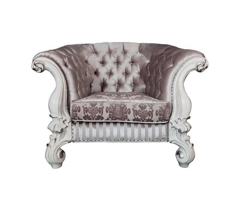 Versailles - Chair - Ivory Fabric & Bone White Finish - Grand Furniture GA