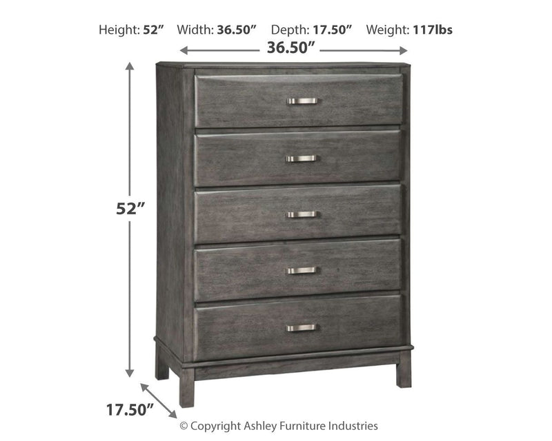 Caitbrook - Gray - Five Drawer Chest