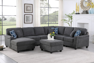 Leo - Woven Modular L-Shape Sectional Sofa And Ottoman