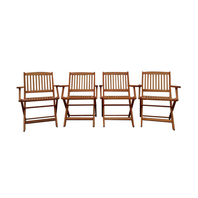 Foldable Patio Dining Set, Folding Chairs, Indoor And Outdoor Universal (Set of 4) - Teak