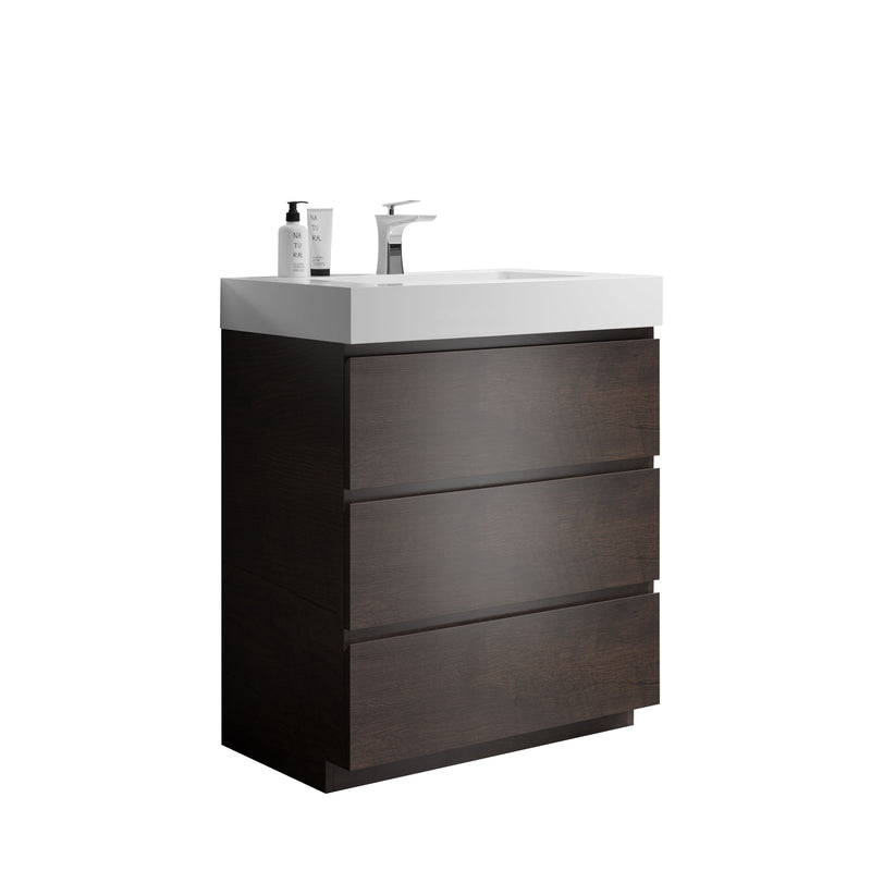 Alice - Bathroom Vanity With Large Storage Freestanding Bathroom Vanity, Sink For Modern Bathroom, One-Piece Sink Basin Without Drain And Faucet