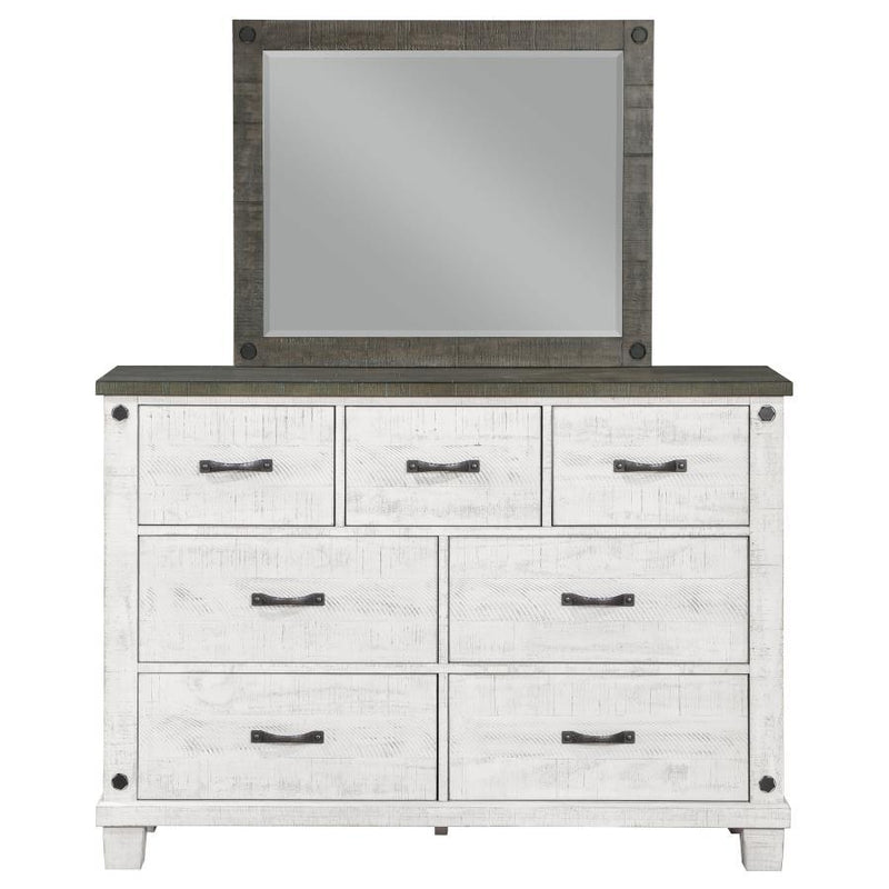 Lilith - 7-Drawer Dresser With Mirror - Distressed White