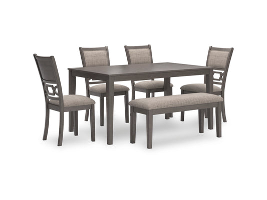 6-Piece Contemporary Gray Dining Set with Upholstered Bench