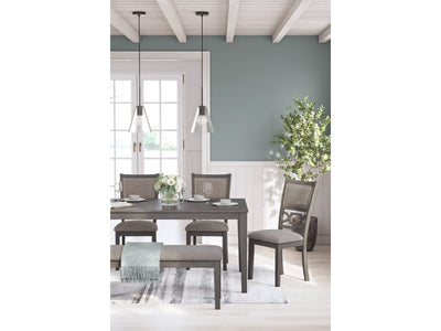 6-Piece Contemporary Gray Dining Set with Upholstered Bench