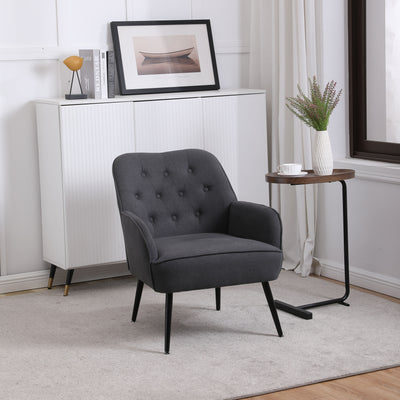 Modern Mid-Century Chair Linen Sherpa Armchair