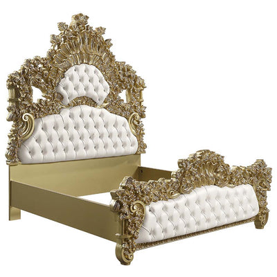 Bernadette - Eastern King Bed - White PU & Gold Finish - Grand Furniture GA