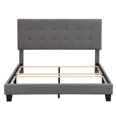 Upholstered Platform Bed With Tufted Headboard, No Box Spring Needed