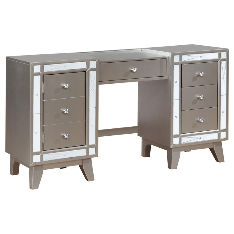 Leighton - Vanity Table And Stool Set - Metallic Mercury